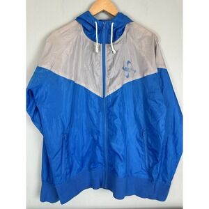 Vintage 90s Nike Track & Field Mens Large Blue Gray Windbreaker Jacket Hood